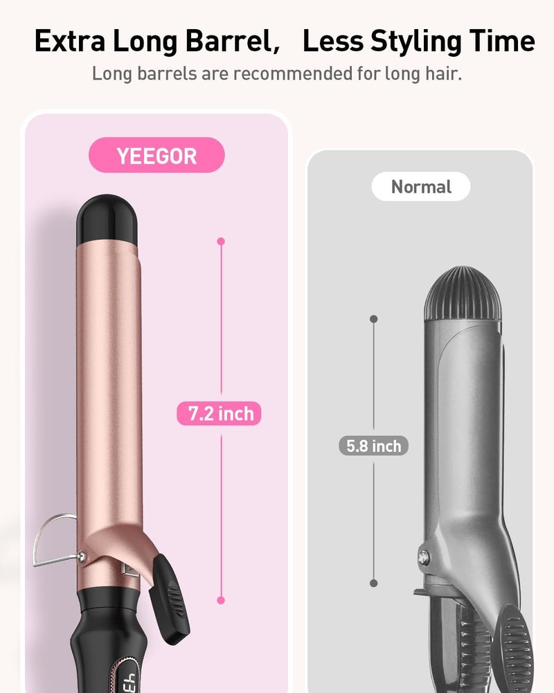 Yeegor 1 1/4 inch Curling Iron,Extra Long Barrel Culing Wannd,100-240V Dual Voltage Hair Curler for Big Wave Curls,12 Temps - Image 5